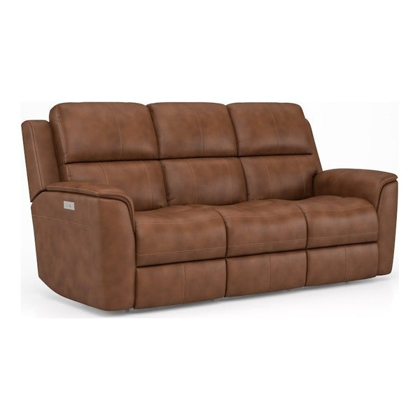 Flexsteel Henry Caramel Zero Gravity Leather Triple Power Reclining Sofa
