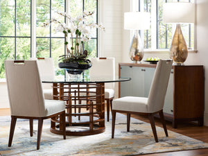 Tommy Bahama Home by Lexington Island Fusion Meridien Round Dining Table with 60 Inch Glass Top