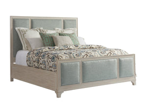 Barclay Butera by Lexington Newport Crystal Cove Wood Upholstered Panel Queen Bed White Washed/Ivory