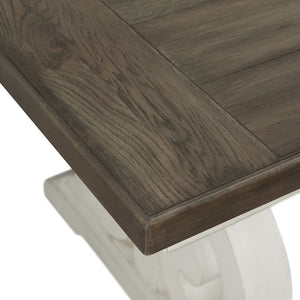 Intercon Drake Two-Toned Rustic White & French Oak Finish Dining Table with Self Storing Leaf