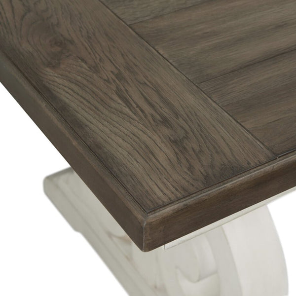 Intercon Drake Two-Toned Rustic White & French Oak Finish Dining Table with Self Storing Leaf