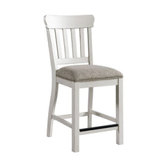 Intercon Drake Two-Toned Rustic White & French Oak Upholstered Counter-Height Slat Stool
