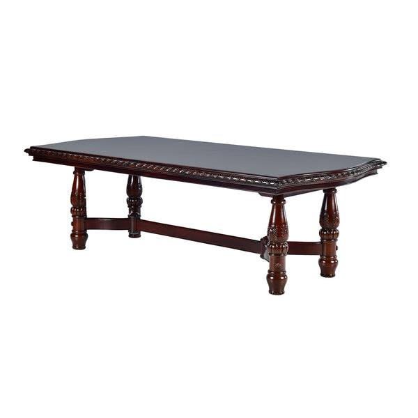 Steve Silver Antoinette 120-Inch Pedestal Dining Table With 24-Inch Leaf In Warm Brown Cherry