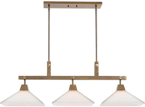 Uttermost Brookdale Aged Brass Industrial 3-Light Linear Chandelier
