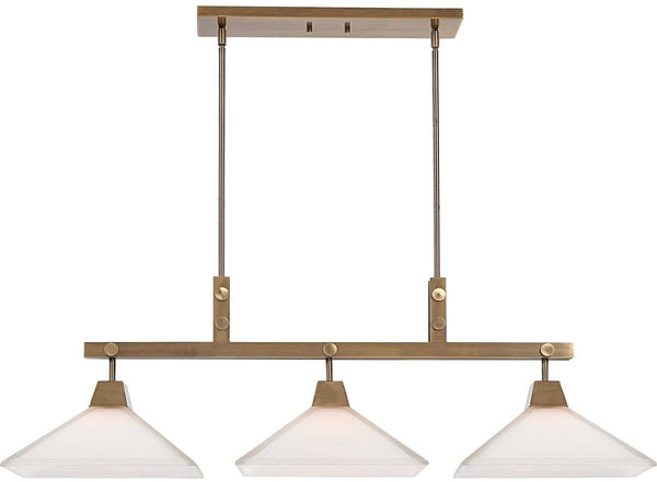 Uttermost Brookdale Aged Brass Industrial 3-Light Linear Chandelier