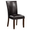 Steve Silver Hartford Brown Leather Side Chair In Dark Oak Finish