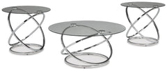 Hollynyx Hollywood Glitz 3-Piece Occasional Table Set Chrome Finish