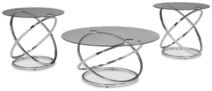 Hollynyx Hollywood Glitz 3-Piece Occasional Table Set Chrome Finish