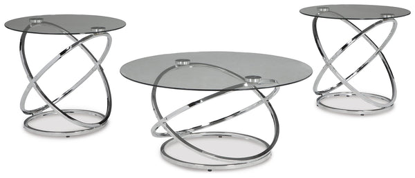 Hollynyx Hollywood Glitz 3-Piece Occasional Table Set Chrome Finish
