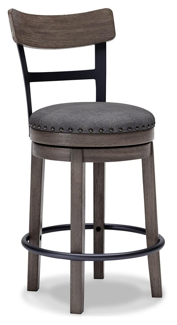 Caitbrook Upholstered Counter-Height Bar Swivel Stool Gray