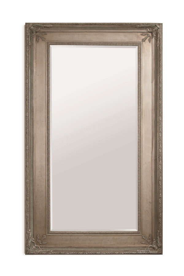 Bassett Mirror Traditional Antique Silver Prazzo Rectangular Beveled Floor Mirror