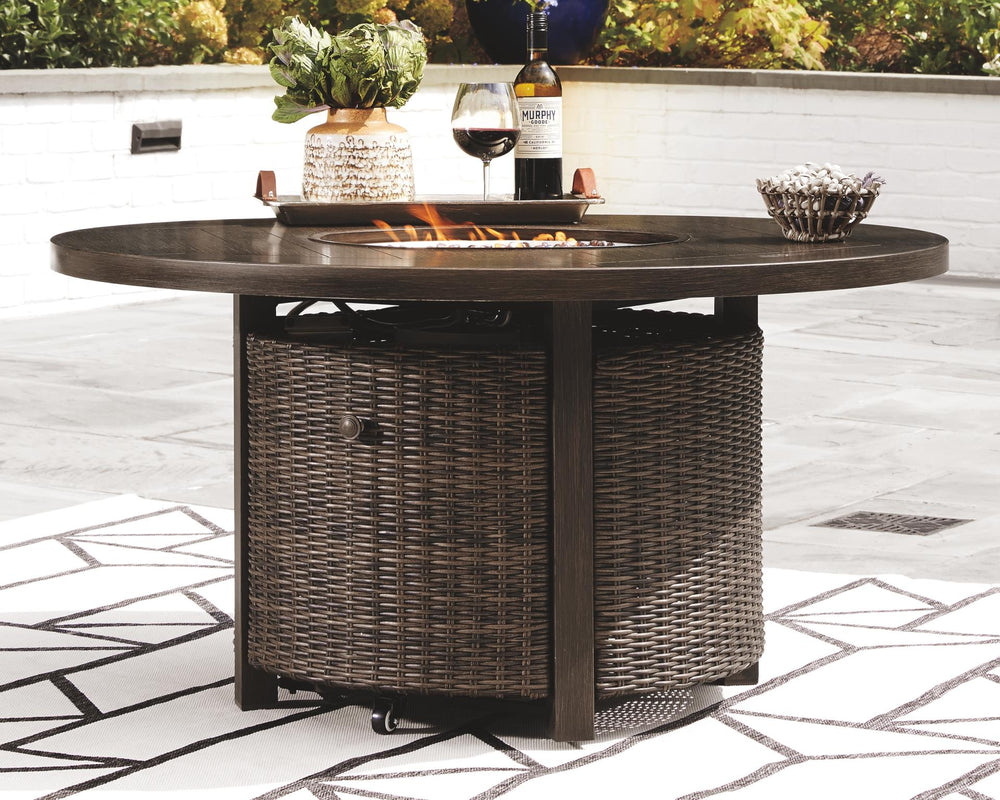 Paradise Trail Round Fire Pit Table Medium Brown