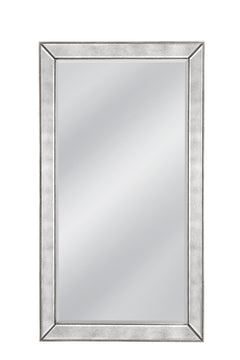 Bassett Mirror Glam Antique Mirror/Silver Beaded Rectangular Beveled Floor Mirror