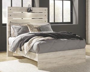 Cambeck Full Panel Bed with USB Whitewash