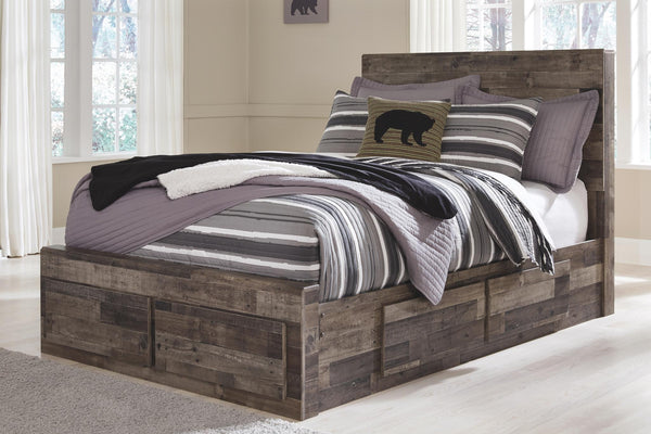 Derekson Full Panel Bed with 6-Drawers of Storage Multi Gray