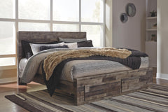 Derekson King Panel Bed with 2-Drawers of Storage Multi Gray