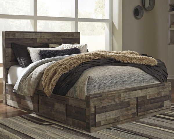 Derekson Queen Panel Bed with 4 Storage Drawers Multi Gray