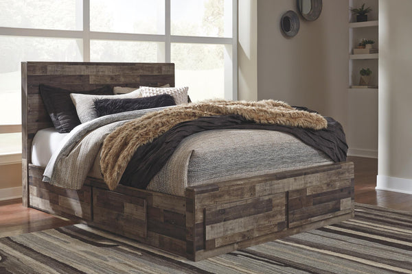 Derekson Queen Panel Bed with 6 Storage Drawers Multi Gray