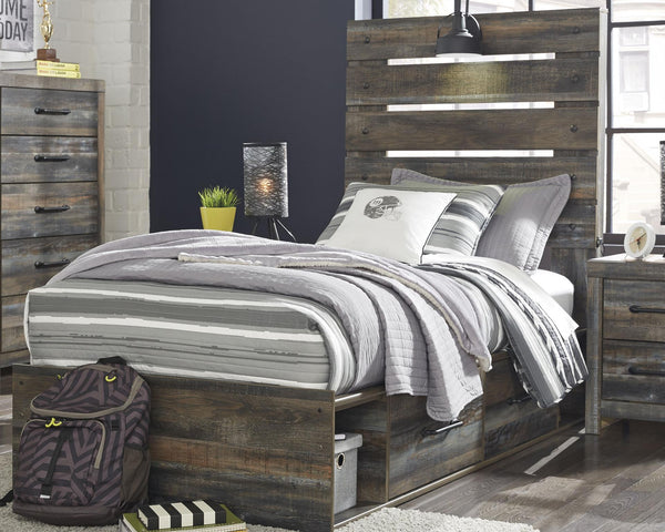 Drystan Twin Panel Bed with 4-Drawers of Storage & USB Multi
