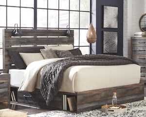 Drystan King Panel Bed with 2-Drawers of Storage & USB Multi