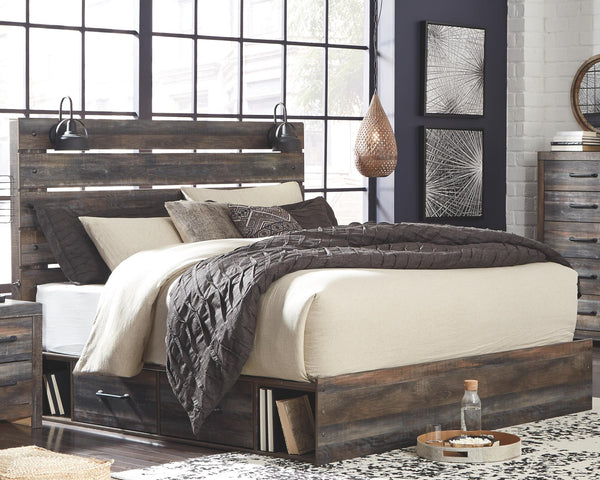 Drystan King Panel Bed with 2-Drawers of Storage & USB Multi