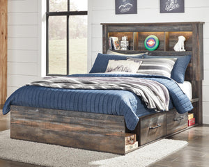 Drystan Full Bookcase Bed with 2-Drawers of Storage Multi