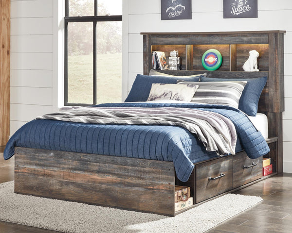 Drystan Full Bookcase Bed with 2-Drawers of Storage Multi