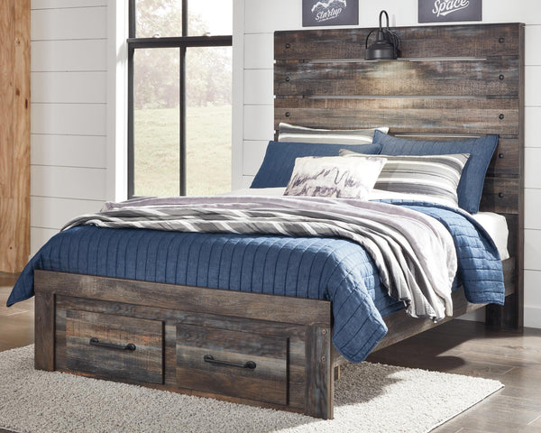 Drystan Full Panel Bed with 2-Drawers of Storage Multi