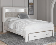 Altyra Queen Upholstered Bookcase 2-Drawer Bed White