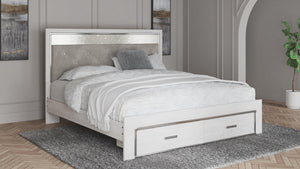 Altyra King Upholstered 2-Drawer Storage Bed White