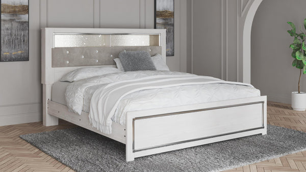 Altyra King Panel Bookcase Storage Bed White