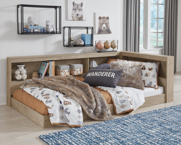 Oliah Twin Bookcase Storage Bed with USB Natural