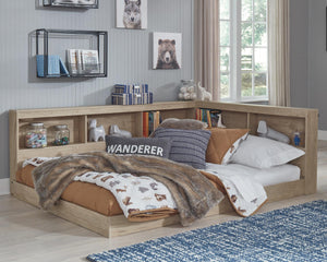 Oliah Full Bookcase Storage Bed with USB Natural
