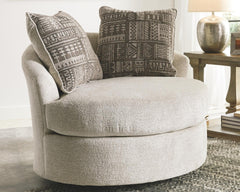 Soletren Fabric Swivel Accent Chair Stone