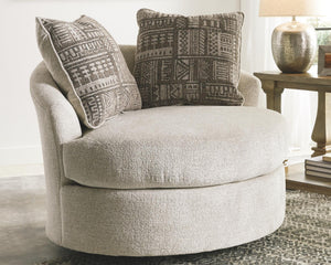 Soletren Fabric Swivel Accent Chair Stone