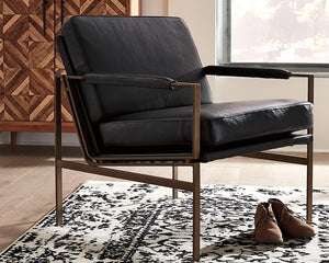 Puckman All Leather Accent Chair Black