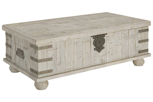 Carynhurst Pastoral Charm Coffee Table with Lift Top White Wash Gray