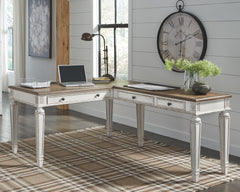 Realyn Pastoral Charm 2-Piece 3-Drawer Home Office Desk White/Brown