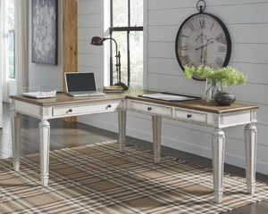 Realyn Pastoral Charm 2-Piece 3-Drawer Home Office Desk White/Brown