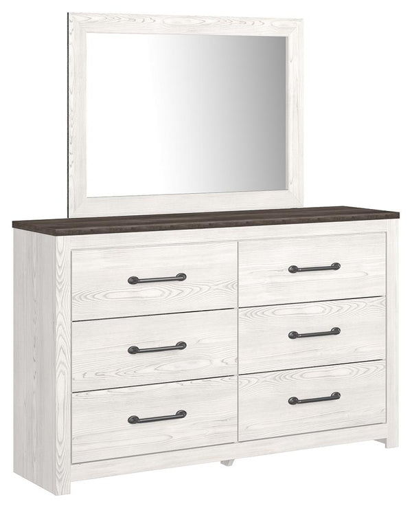 Gerridan 6-Drawer Dresser & Mirror White/Gray