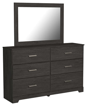 Belachime 6-Drawer Dresser & Mirror Charcoal