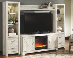 Bellaby Pastoral Charm 4-Piece Entertainment Center with Fireplace Whitewash