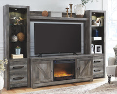 Wynnlow Urban Foundry 4-Piece Entertainment Center with Electric Fireplace Gray