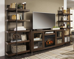 Starmore 3-Piece Entertainment Center Wall Unit with Electric Fireplace Brown/Gunmetal