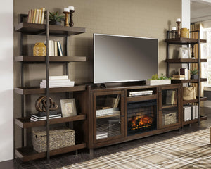 Starmore 3-Piece Entertainment Center Wall Unit with Electric Fireplace Brown/Gunmetal