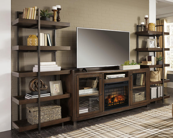 Starmore 3-Piece Entertainment Center Wall Unit with Electric Fireplace Brown/Gunmetal