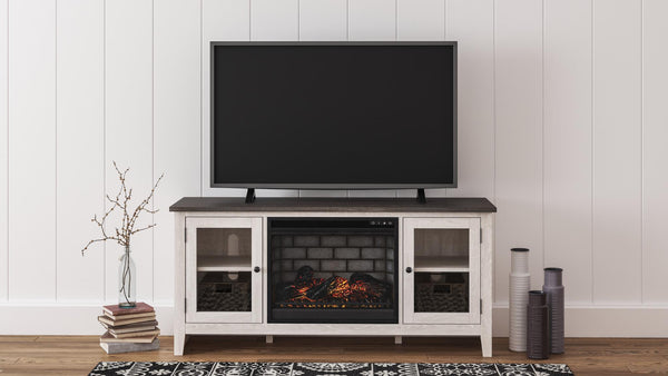 Dorrinson 60-Inch TV Stand with Electric Fireplace Two-tone