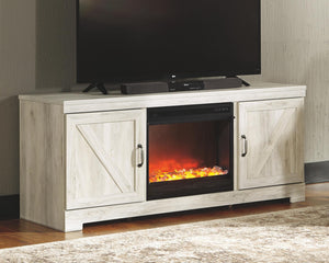 Bellaby Pastoral Charm 63-Inch TV Stand with Fireplace Whitewash