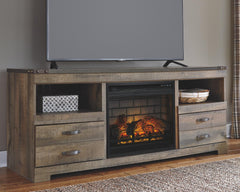 Trinell Urban Foundry 63-Inch TV Stand with Electric Fireplace Brown