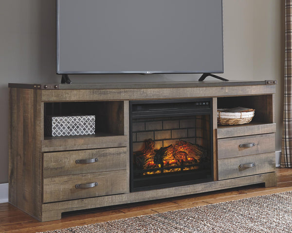 Trinell Urban Foundry 63-Inch TV Stand with Electric Fireplace Brown